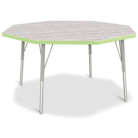 Jonti-Craft Berries Octagon Activity Table, 48 in. x 48 in., E-height, Driftwood Gray/Key Lime/Gray 6428JCE451